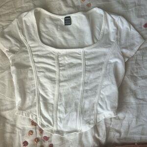 SHEIN White Fitted Crop Bodysuit